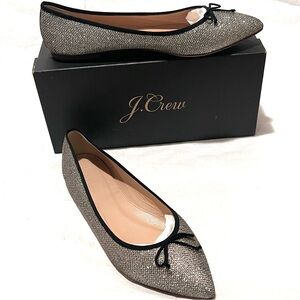 J. Crew Gemma Glitter Flats Metallic Gold Silver Size 9.5